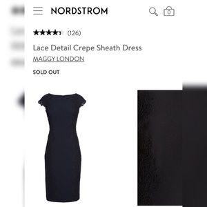 Maggy London Lace Detail Crepe Black Sheath Dress